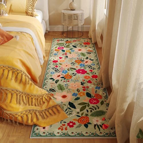 Rugcomf Runner Rug 2'7"x8' Washable, Green - color: Green, size: 2'7" x 8' (Rectangular)