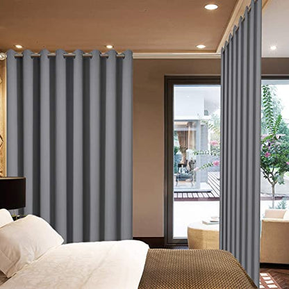 Yakamok Grey Room Darkening Curtains 84 inch Gray Sliding Door Drapes - color: Grey, size: 70"W x 84"L (Pack of 1)