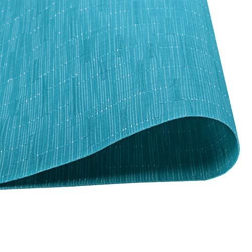 SHACOS Teal Blue Placemats Set of 8 Woven Vinyl Place Mats Easy Clean Dry - color: Teal Blue, size: Set of 8