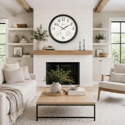 24 Inch Large Outdoor Clocks Waterproof, IP65 Rating - color: Oil Rubbed Bronze Black, size: 24 inch