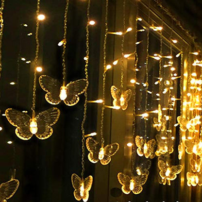 Butterfly Curtain Lights, 13ft 96 LED USB Window Fairy Lights 16 Butterflies 8 Modes Firefly Twinkle Timer String Lights with Remote for Room Bedroom Wall Ceiling Party Wedding Christmas - color: Warm White, size: 13ft