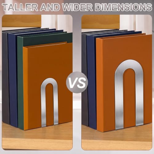 Chunful 6 Pcs Sliver Metal BookEnds Shelves, 7.5 x 5.75 x 3.5 in - color: Sliver, size: 7.5*5.75*3.5inch