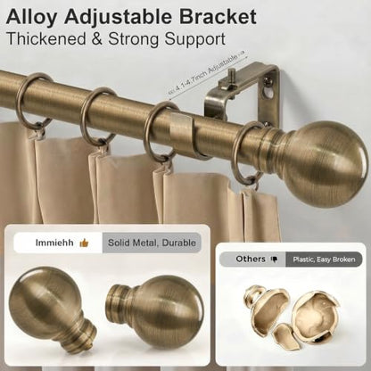 2 Pack Antique Bronze Curtain Rods 16-144 Inch Heavy Duty 1 Inch - color: Bronze, size: 16"-144"|2 Pack