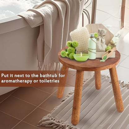 Round Solid Wooden Stool,Plant Stand,Step Stool,Walnut,15.8" H - color: Walnut, size: 15.8inch