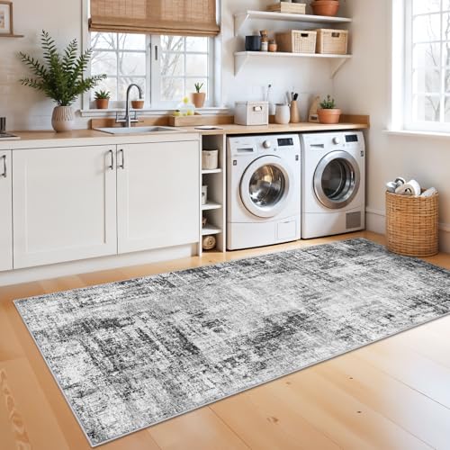 Runners for Hallways 3x8ft: Modern Abstract Washable Area Rug Black - color: Black, size: 3' x 8' (Runner)