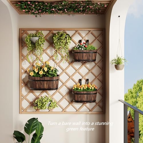 2Pack Wood Fence planters Window boxes planters Railing planter box porch - color: Carbonized-2pcs, size: Small