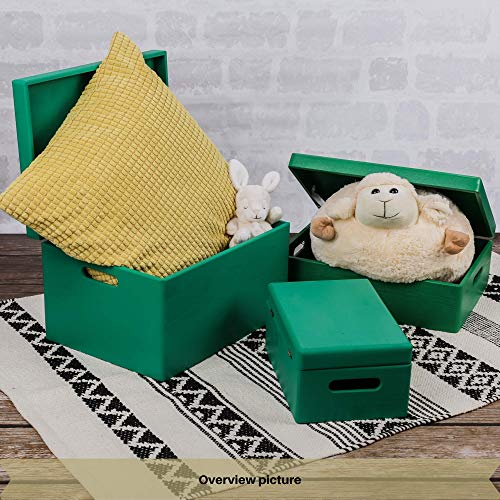 Creative Deco Large Green Wooden Box Storage with Hinged Lid - color: Green, size: XXL | Handles