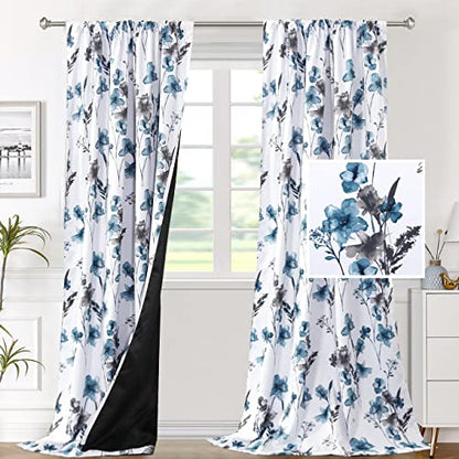 H.VERSAILTEX 100% Blackout Curtains 96 Inches for Living Room, Grey/Blue - color: Grey/Blue, size: 52"W x 96"L (Pack of 2)