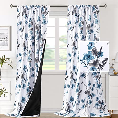 H.VERSAILTEX 100% Blackout Curtains 96 Inches for Living Room, Grey/Blue - color: Grey/Blue, size: 52"W x 96"L (Pack of 2)