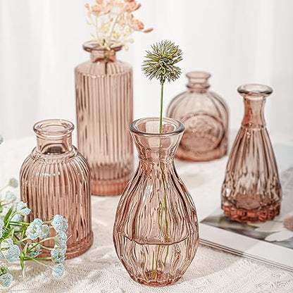 Glass Bud Vase Set of 32 Pcs, Small Glass Vases for Flowers - color: Amber