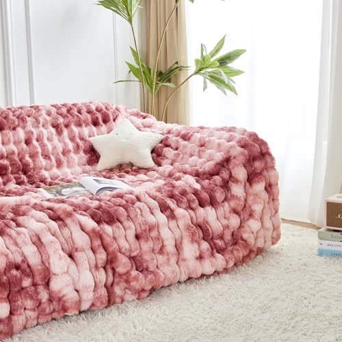 60"x80" Ultra-Soft Fuzzy Faux Fur Twin, Dusty Rose Tie Dye - color: Bubble Tie Dusty Rose, size: Twin (60" x 80")