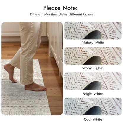 2x4 Runner Rug Washable Moroccan: Non Slip Entryway Throw Rugs Beige - color: Beige, size: 2' x 4'