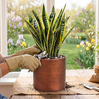 Antique Bronze Metal Plant Pot with Drainage Hole, 7'' Mid Century Modern Small Pot Indoor Outdoor Planters for Succulents, Flowers Gift Window Living Room, Plant Not Include (Antique Bronze) - color: Antique Bronze