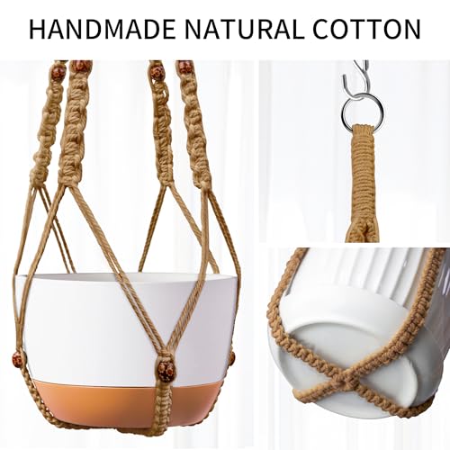 Macrame Plant Hanger - Fits 6-15 Inch Pots, Set of 2, Brown - color: 43+43 Inch Brown