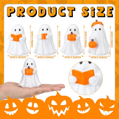 Leinuosen 4 Pcs Halloween Ghost Figurines Table Decor Ghost Drink Pumpkin - style: Pumpkin