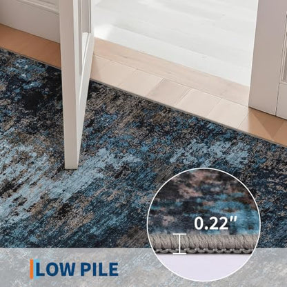 GarveeHome Modern Abstract Runner Rug 2.5x8 Hallway Rug Blue Green - color: Mountain/Lake, size: 2.5' x 8'