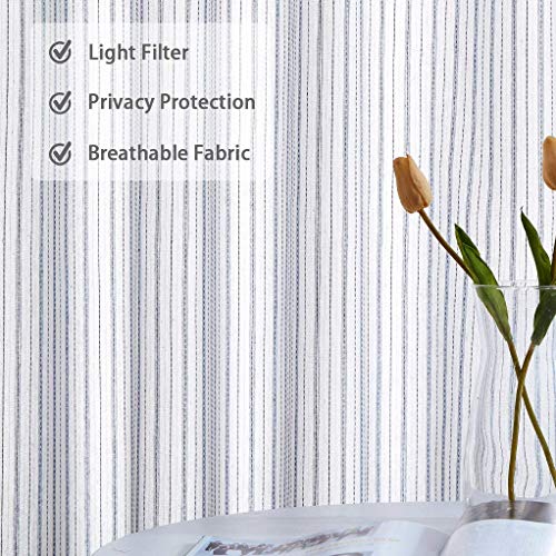SXZJTEX Blue White Rustic Valance Striped Short Curtains Pinstripe 54Wx15L - color: Blue, size: 54"W x 15"L (Pack of 1)