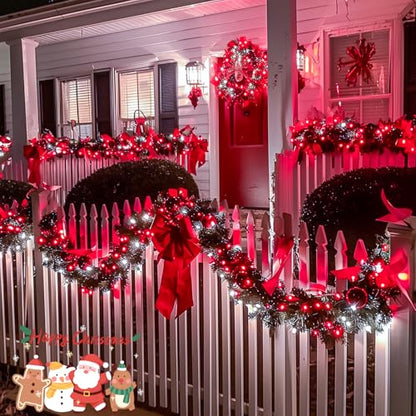 JMEXSUSS Connectable 100 LED Red and White Christmas Lights with 8 Modes - color: Red White, size: 100 LED