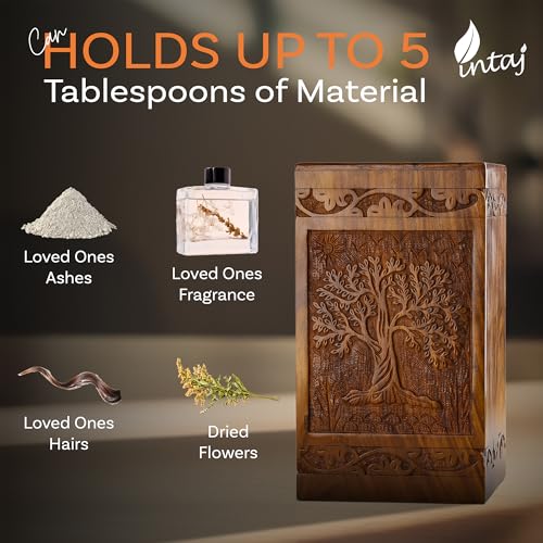 Tree of Life Wooden Keepsake Urn for Human Ashes, 20 Cu in, Rosewood - color: Rosewood Tree of Life, size: Keepsake (20 cu in)