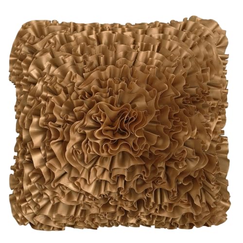 3D Gold Ruffle Accent Decorative Throw Pillow Covers for Bed Sofa Couch - color: Gold