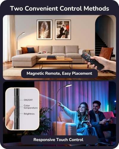 EDISHINE 18W LED Floor Lamp for Living Room, Diamond-Surface, Black - color: RGBCW
