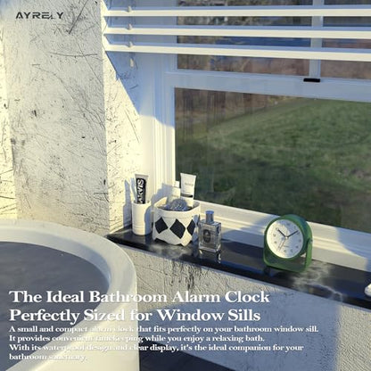 AYRELY® 3.5" Small Analog Travel Alarm Clock, Battery Operated Desk Clock - color: Dark Green