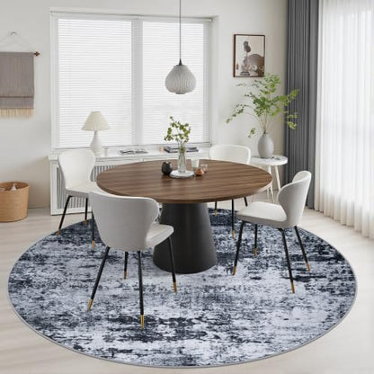 Round Area Rug Living Room: 5 ft Modern Washable Carpet Black - color: Black, size: 5' (Round)