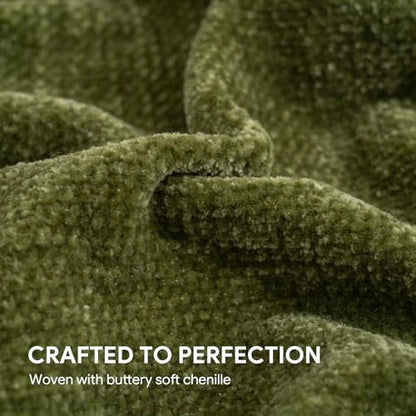 RECYCO Chenille Throw Blanket for Couch, 50"x60", Loden Green - color: Loden Green, size: 50'' X 60''