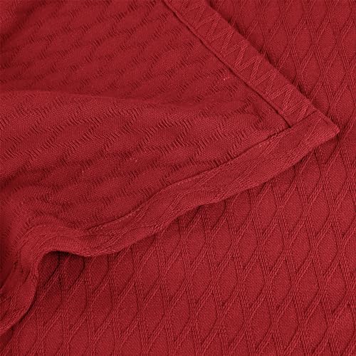 Superior Cotton Blanket, Lightweight, Breathable Bedding, Throw, Burgundy - color: Burgundy, size: Throw