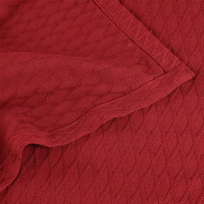 Superior Cotton Blanket, Lightweight, Breathable Bedding, Throw, Burgundy - color: Burgundy, size: Throw