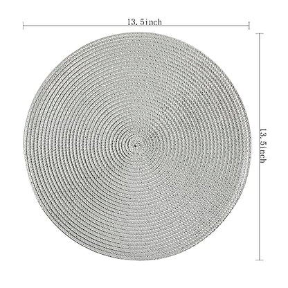 Round Placemats, Crossweave Heat Resistant Classic Woven Round Place Mats Diameter 13.5 inch for Kitchen Table Set of 6 (Light Gray) - color: Light Gray
