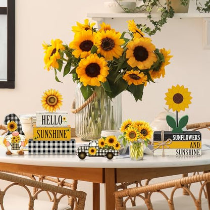 11 Pcs Sunflower Table Centerpiece Decorations, Wooden Stacked Sign - style: Sunflower