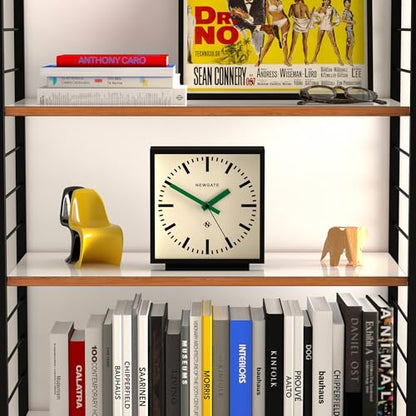 NEWGATE® Amp Desk Clock | Square Station Clock Design | Black case with Green Hands | Modern Style for Desk, Table top, Mantel, Shelf or Bedside - color: Green