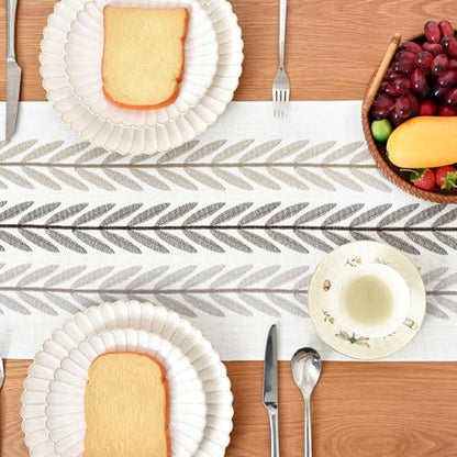NEWISHER Rustic Farmhouse Embroidered Fall Table Runner 13x90 inch - color: Coffee Leaf, size: 13x90 Inch