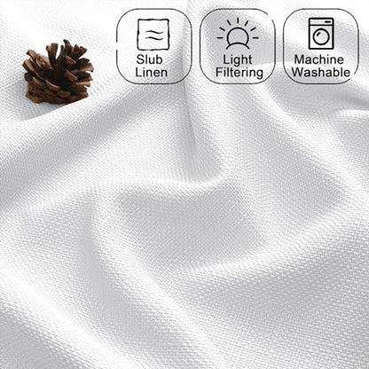 Chyhomenyc White Curtains 78 Inch Length, 2 Panels, Faux Linen Textured - color: White, size: 40"W x 78"L (Pack of 2)