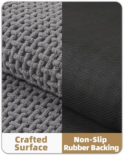 Color&Geometry Grey 36x24 Waffle Bath Mat, Rubber Non Slip Bathroom Rug - color: Grey, size: 24"x36"