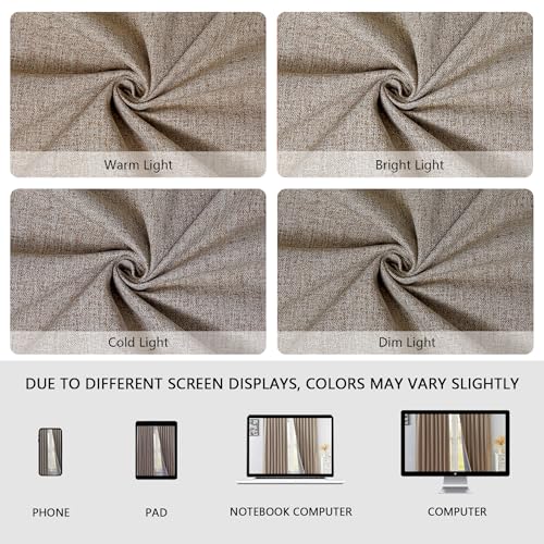 100% Blackout Curtains 84 inch Length Faux Linen (W52 x L84, Beige) - color: Beige, size: 52"W x 84"L (Pack of 2)