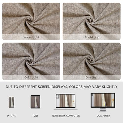100% Blackout Curtains 84 inch Length Faux Linen (W52 x L84, Beige) - color: Beige, size: 52"W x 84"L (Pack of 2)