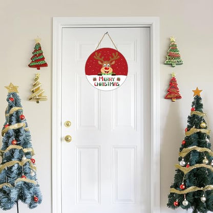 Christmas Door Decorations Cute Reindeer Christmas Wall Decor Hanging Sign