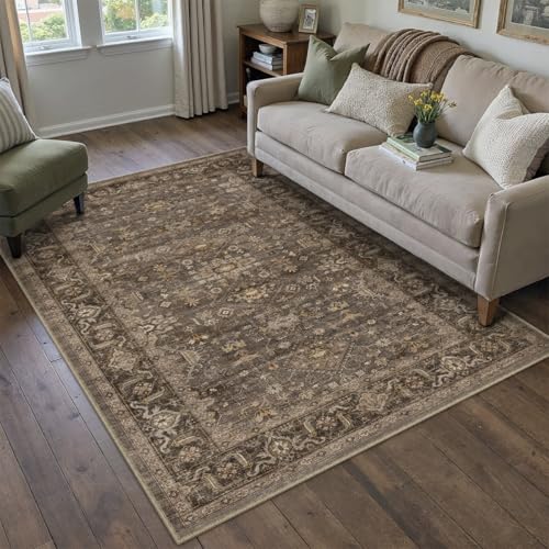 3x5 Dark Brown Vintage Area Rug - color: Brown, size: 3' x 5' (Rectangular)