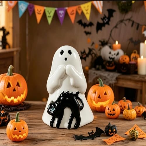 Halloween Ghost Figurine Cute Cat Spooky Resin Statue 1 PCS - color: Styl 21