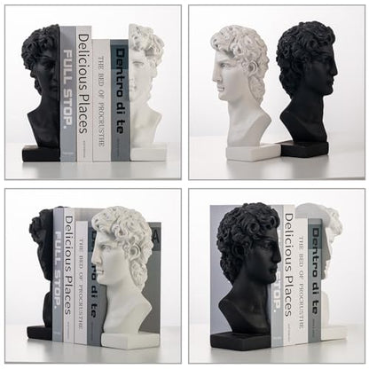 Lukitas David Decorative Bookends, Half-and-Half Book Ends, B&W‌ 9.5'' - color: David - Bk&wh