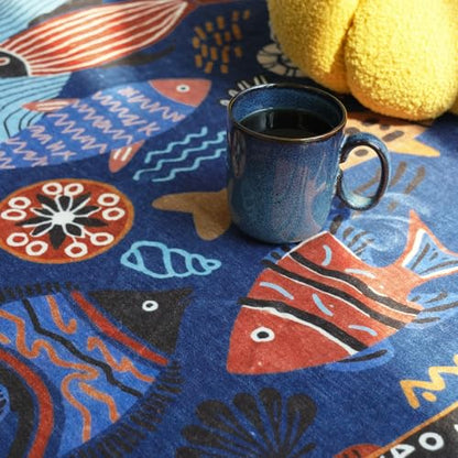 jinchan 2x3 Coastal Area Rug Washable Kids Rug Colorful Ocean Fish Mat Blue - color: Undersea Stroll Navy Blue, size: 2' x 3' (Rectangular)