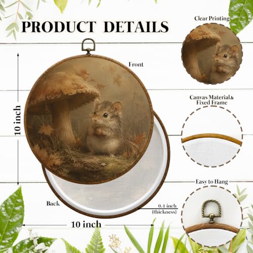 JUIOEIU Rustic Fall Mouse Mushroom Round Wall Decor 999 - color: Mouse