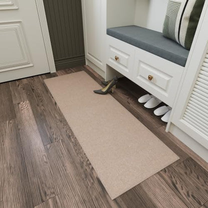Ottomanson Door Mat Indoor Entryway Runner Rug – Non-Slip Durable Low-Pile Runner with Stain-Resistant Surface, 20" x 59", Beige - color: Beige