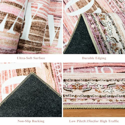 TOPRUUG Pink Laundry Room Rug Runner 20"X47" Washable Laundry Mat - color: Blush Pink, size: 1'8" x 4' (Rectangular)