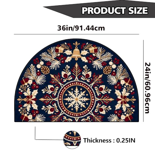 Christmas Half Round Door Mat 24"x36", Non-Slip Indoor Entryway Rug - color: Multicolor-12