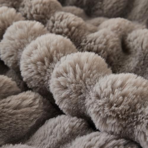 COOVA Soft Bubble Faux Fur Throw Blanket, 60"x80", Grey - color: Grey, size: 60“x80”