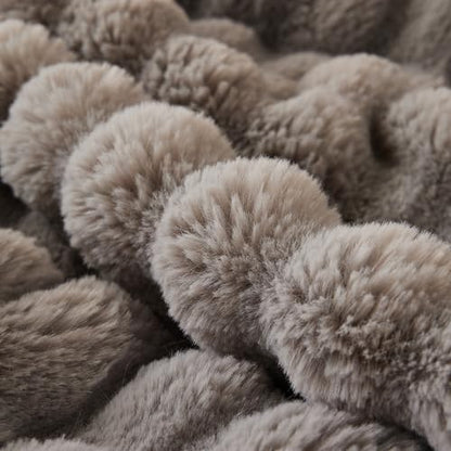 COOVA Soft Bubble Faux Fur Throw Blanket, 60"x80", Grey - color: Grey, size: 60“x80”