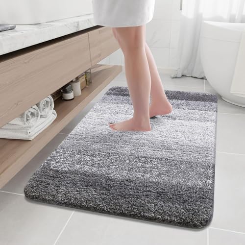 Arotive Microfiber Bathroom Rugs, Shaggy Soft Absorbent Bath Rug, 44x32 - color: Grey, size: 44" X 32"